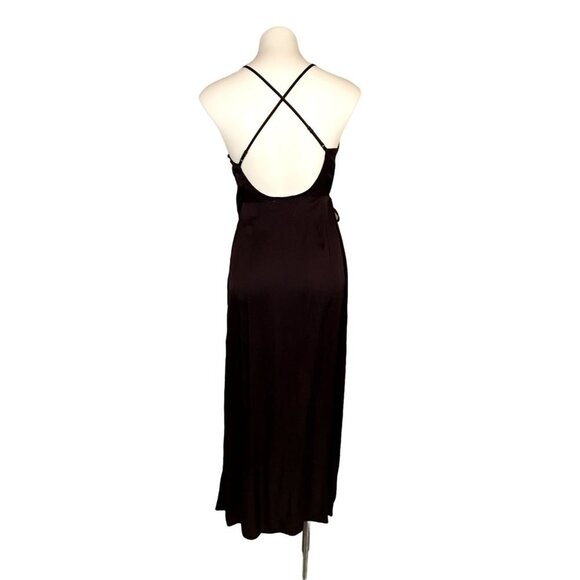 Young Fabulous & Broke NEW! YFB Maxi Slip Dress Wrap Deep Purple SMALL - Picture 5 of 14